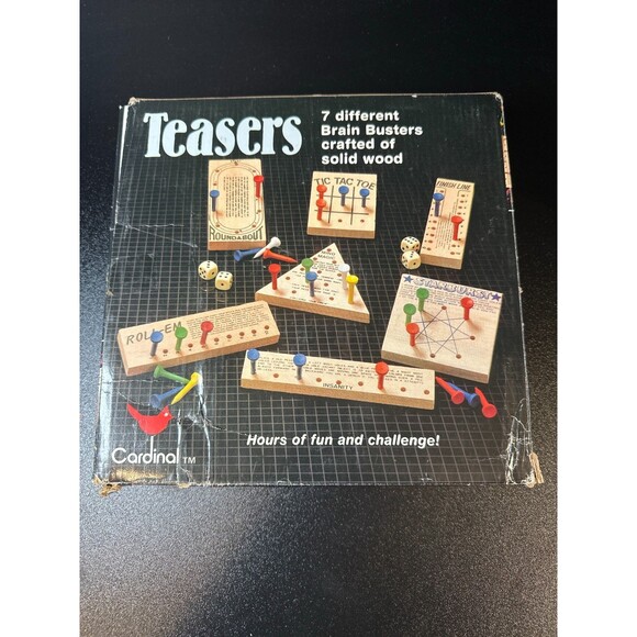 Cardinal Teasers 7 Wooden Brain Puzzle Games Played - Picture 1 of 10